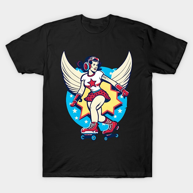 Roller Derby Shirt | Girl Skating Wings T-Shirt by Gawkclothing